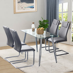 English Elm Modern Dining Chairs Set of 6 Faux Leather Upholstered Seats with High-Density Foam & Metal Legs, Sleek Comfort Grey W115181773
