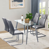 English Elm Modern Dining Chairs With Faux Leather Padded Seat Dining Living Room Chairs Upholstered Chair With Metal Legs Design For Kitchen, Living, Bedroom, Dining Room Side Chairs Set Of 6 (Grey+Pu)C-001