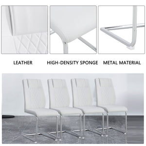 English Elm Modern Dining Chairs Set of 6 Faux Leather Upholstered Seats with High-Density Foam & Metal Legs, Sleek Comfort White W115181771