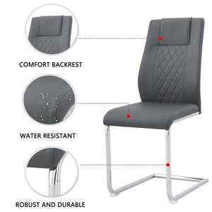 English Elm Modern Dining Chairs Set of 6 Faux Leather Upholstered Seats with High-Density Foam & Metal Legs, Sleek Comfort Grey W115181773