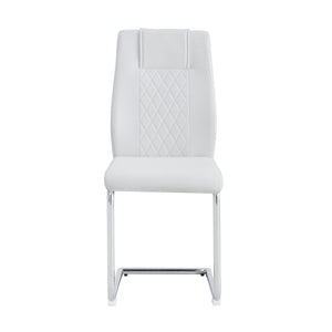 English Elm Modern Dining Chairs Set of 6 Faux Leather Upholstered Seats with High-Density Foam & Metal Legs, Sleek Comfort White W115181771