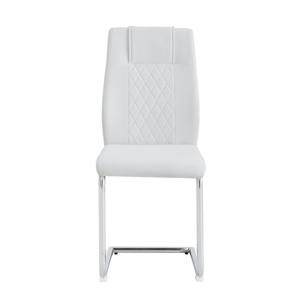 English Elm Modern Dining Chairs Set of 6 Faux Leather Upholstered Seats with High-Density Foam & Metal Legs, Sleek Comfort White W115181771