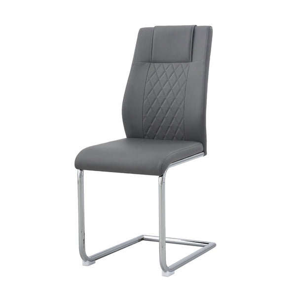 English Elm Table Glass Dining Set With 4 Grey Pu Chairs - Modern Minimalist Design For Stylish Dining Spaces W1151S03931-GIGA