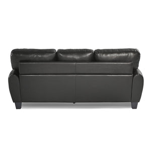 English Elm Modern Black Faux Leather Sofa with Retro Low-profile Arms for Living Room B01159021