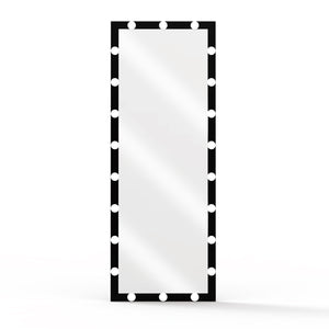 English Elm Hollywood LED Vanity Mirror 63x24in Black Full-Length Lighted Floor & Wall Mount with 3 Color Modes and Touch Control for Dressing Room Bedroom W70832320