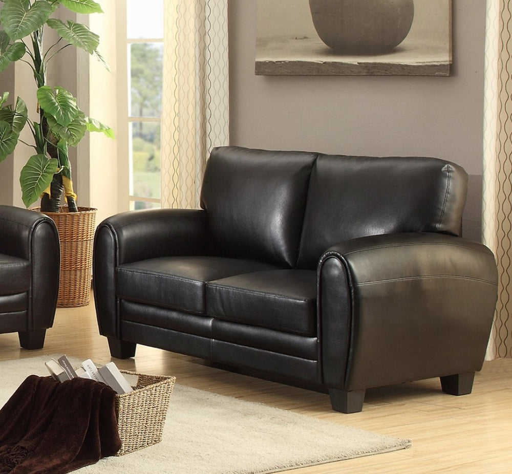 English Elm Modern Faux Leather Loveseat with Retro Curves and Wood Finish Legs for Living Rooms B01159022