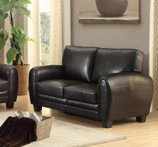 English Elm Modern Faux Leather Loveseat with Retro Curves and Wood Finish Legs for Living Rooms B01159022