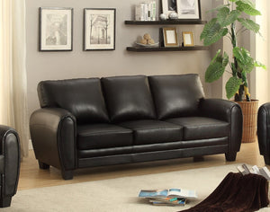 English Elm Modern Black Faux Leather Sofa with Retro Low-profile Arms for Living Room B01159021