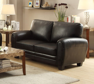 English Elm Modern Faux Leather Loveseat with Retro Curves and Wood Finish Legs for Living Rooms B01159022