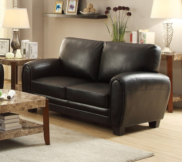 English Elm Modern Faux Leather Loveseat with Retro Curves and Wood Finish Legs for Living Rooms B01159022