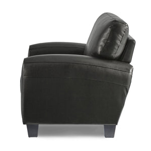 English Elm Modern Rubin Retro Accent Chair Black Faux Leather Upholstered Living Room Seat 39"x35.5" Stylish Comfort B01159023