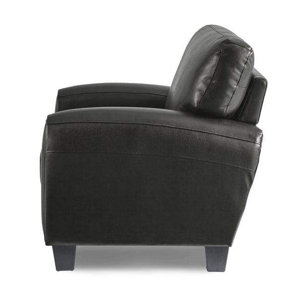 English Elm Modern Rubin Retro Accent Chair Black Faux Leather Upholstered Living Room Seat 39"x35.5" Stylish Comfort B01159023