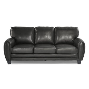 English Elm Modern Black Faux Leather Sofa with Retro Low-profile Arms for Living Room B01159021