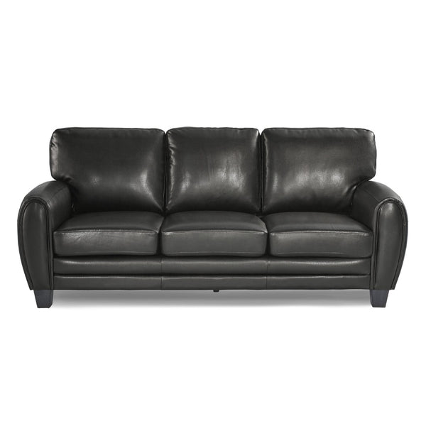 English Elm Modern Black Faux Leather Sofa with Retro Low-profile Arms for Living Room B01159021