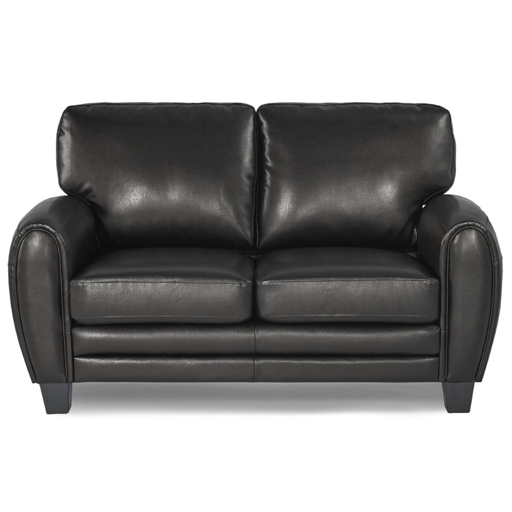 English Elm Modern Faux Leather Loveseat with Retro Curves and Wood Finish Legs for Living Rooms B01159022