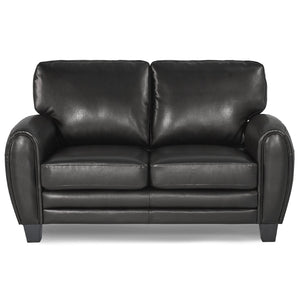 English Elm Modern Faux Leather Loveseat with Retro Curves and Wood Finish Legs for Living Rooms B01159022