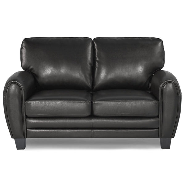 English Elm Modern Faux Leather Loveseat with Retro Curves and Wood Finish Legs for Living Rooms B01159022