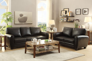English Elm Modern Faux Leather Loveseat with Retro Curves and Wood Finish Legs for Living Rooms B01159022