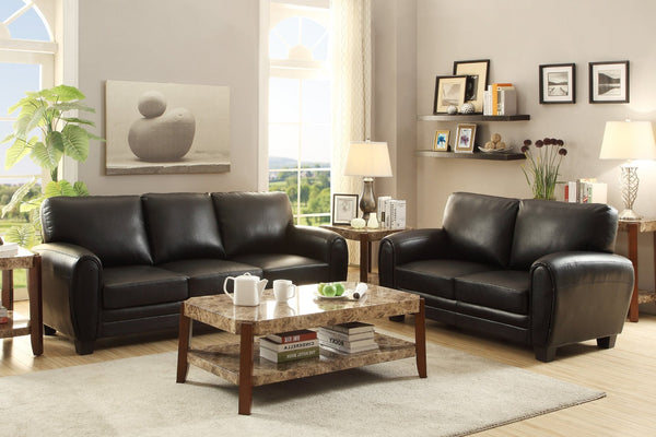 English Elm Modern Faux Leather Loveseat with Retro Curves and Wood Finish Legs for Living Rooms B01159022