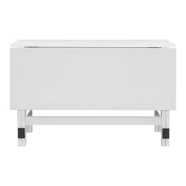 English Elm TOPMAX Farmhouse Extendable Drop Leaf Dining Table Seats 4 Rustic Acacia Veneer MDF Top Solid Wood Legs 47-inch White N717P195019K