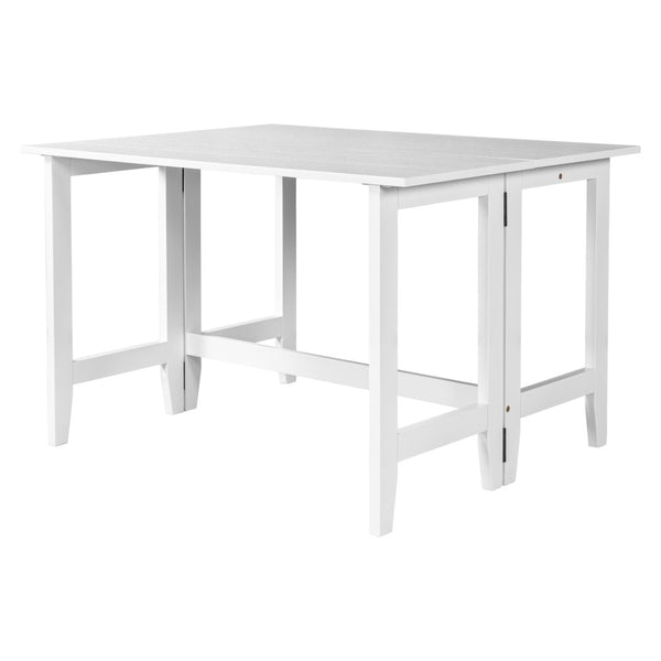 English Elm Topmax Farmhouse Drop Leaf Dining Table Acacia Veneer White Finish Seats Four N717P379754K