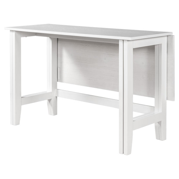 English Elm Topmax Farmhouse Drop Leaf Dining Table Acacia Veneer White Finish Seats Four N717P379754K