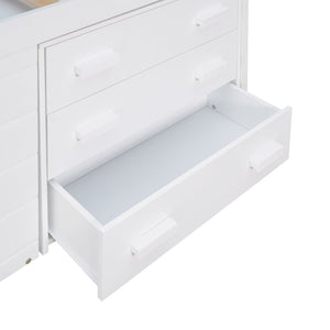English Elm Twin Low Loft Bed with Storage Drawers Cabinet and Shelf in Espresso Wood White LP001501AAK