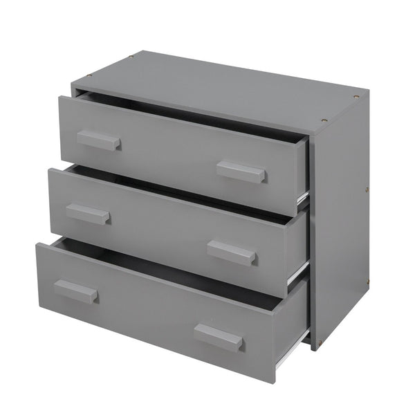 English Elm Twin Low Loft Bed with Storage Drawers Cabinet and Shelf in Espresso Wood Gray LP001501AAE-1