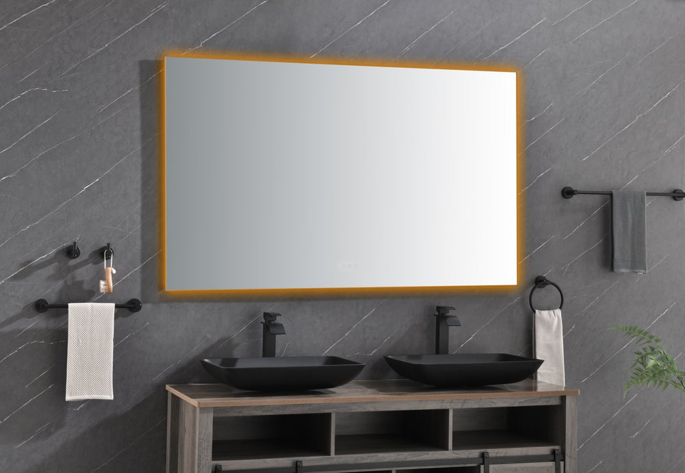 English Elm 60x 36 Inch Led Backlit Bathroom Mirror with Anti-fog Aluminum Frame for Vanity Wall W127253475