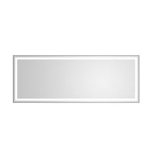 English Elm 96in. Black Framed Led Bathroom Wall Mirror with Anti-fog and Tri-color Lighting W1272114902
