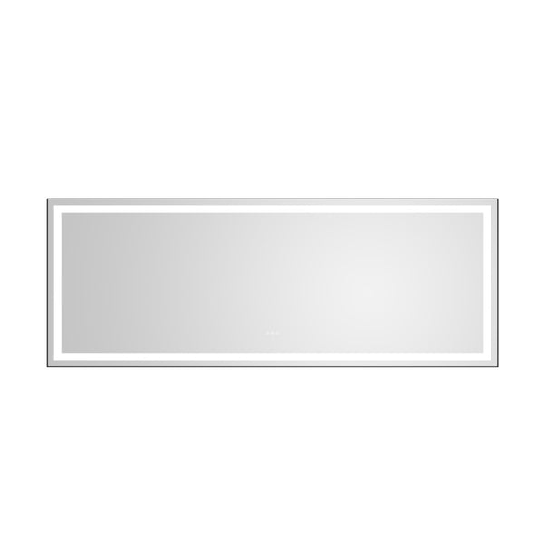 English Elm 96in. Black Framed Led Bathroom Wall Mirror with Anti-fog and Tri-color Lighting W1272114902