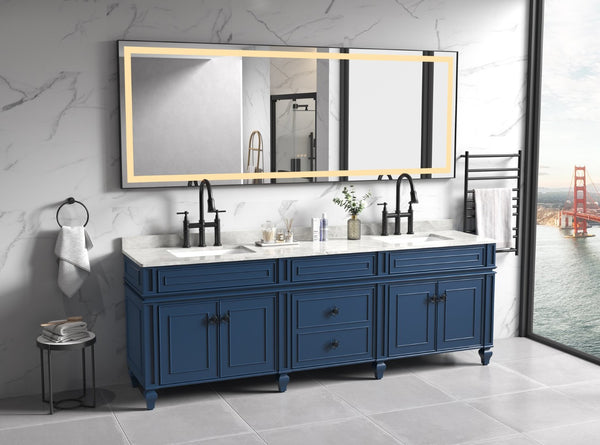 English Elm 96in. Polished Crystal Framed Led Vanity Mirror with Anti-fog and Tri-color Lighting W1272112590