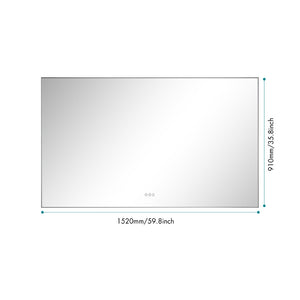 English Elm 60x 36 Inch Led Backlit Bathroom Mirror with Anti-fog Aluminum Frame for Vanity Wall W127253475