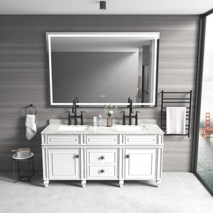English Elm 84*48 Led Lighted Wall Mirror with Anti-fog Dimming and Three Color Temperatures W1272115395