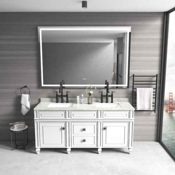 English Elm 84*48 Led Lighted Wall Mirror with Anti-fog Dimming and Three Color Temperatures W1272115395