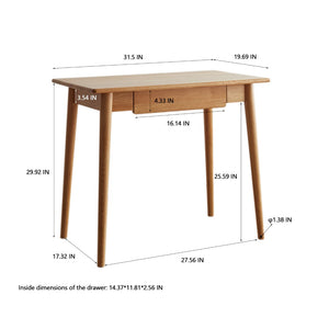English Elm Desk Solid Oak Wood Single Drawer Writing Table Compact Home Office Study Piece W128352261