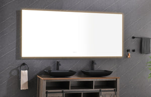 English Elm 84x 36 Inch Black Frame Led Backlit Bathroom Vanity Mirror with Anti-fog W127283668