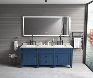 English Elm 84*48 Led Lighted Wall Mirror with Anti-fog Dimming and Three Color Temperatures W1272115395