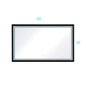 English Elm 60in. Rectangular Led Backlit Vanity Mirror Matte Black Frame Anti-fog Dimmable Bath W127256746