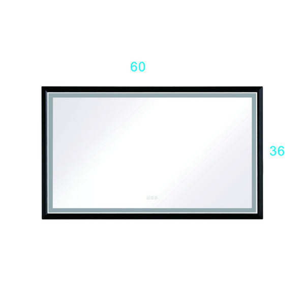 English Elm 60in. Rectangular Led Backlit Vanity Mirror Matte Black Frame Anti-fog Dimmable Bath W127256746