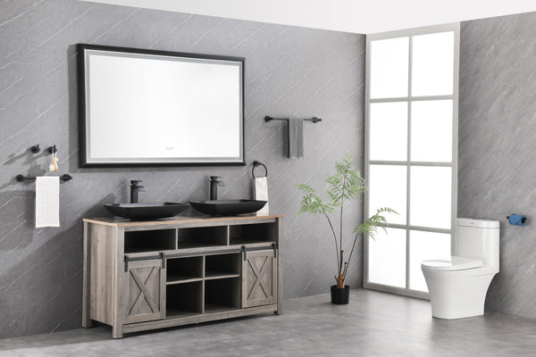 English Elm 72in. Backlit Led Vanity Mirror Black Frame Dimmable Anti-fog Full Length Wall Mount W127290280