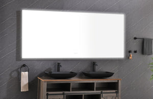 English Elm 84x 36 Inch Black Frame Led Backlit Bathroom Vanity Mirror with Anti-fog W127283668