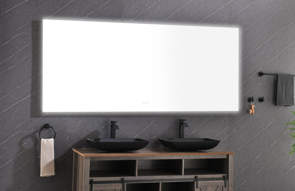 English Elm 84x 36 Inch Black Frame Led Backlit Bathroom Vanity Mirror with Anti-fog W127283668