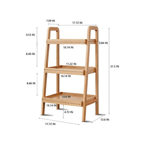 English Elm Storage Bench with Three Open Tiers Solid Beech Wood Shoe Organizer for Entryway W128352205