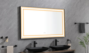 English Elm 96in. Polished Crystal Framed Led Vanity Mirror with Anti-fog and Tri-color Lighting W1272112590