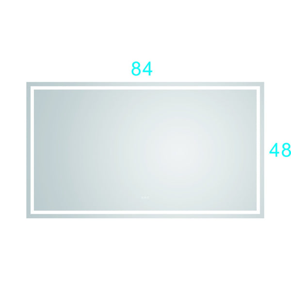 English Elm 84*48 Led Lighted Wall Mirror with Anti-fog Dimming and Three Color Temperatures W1272115395