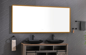 English Elm 84x 36 Inch Black Frame Led Backlit Bathroom Vanity Mirror with Anti-fog W127283668