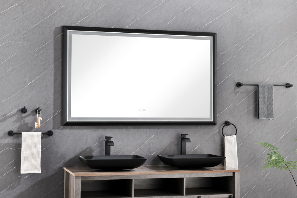 English Elm 72in. Backlit Led Vanity Mirror Black Frame Dimmable Anti-fog Full Length Wall Mount W127290280