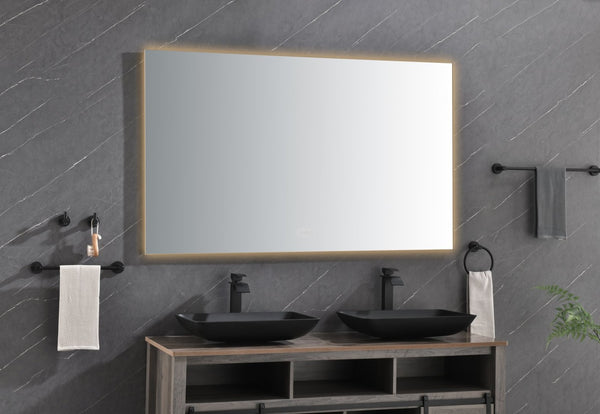 English Elm 60x 36 Inch Led Backlit Bathroom Mirror with Anti-fog Aluminum Frame for Vanity Wall W127253475