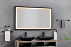 English Elm 72in. Backlit Led Vanity Mirror Black Frame Dimmable Anti-fog Full Length Wall Mount W127290280
